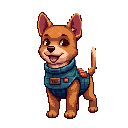 Dog with branded vest