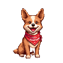 Dog with branded bandana