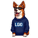 Dog with branded sweater